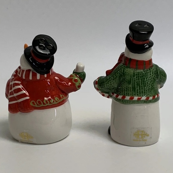Fitz And Floyd Sugar Coated Christmas Salt Pepper Shakers Snowmen 2008 - Picture 3 of 8